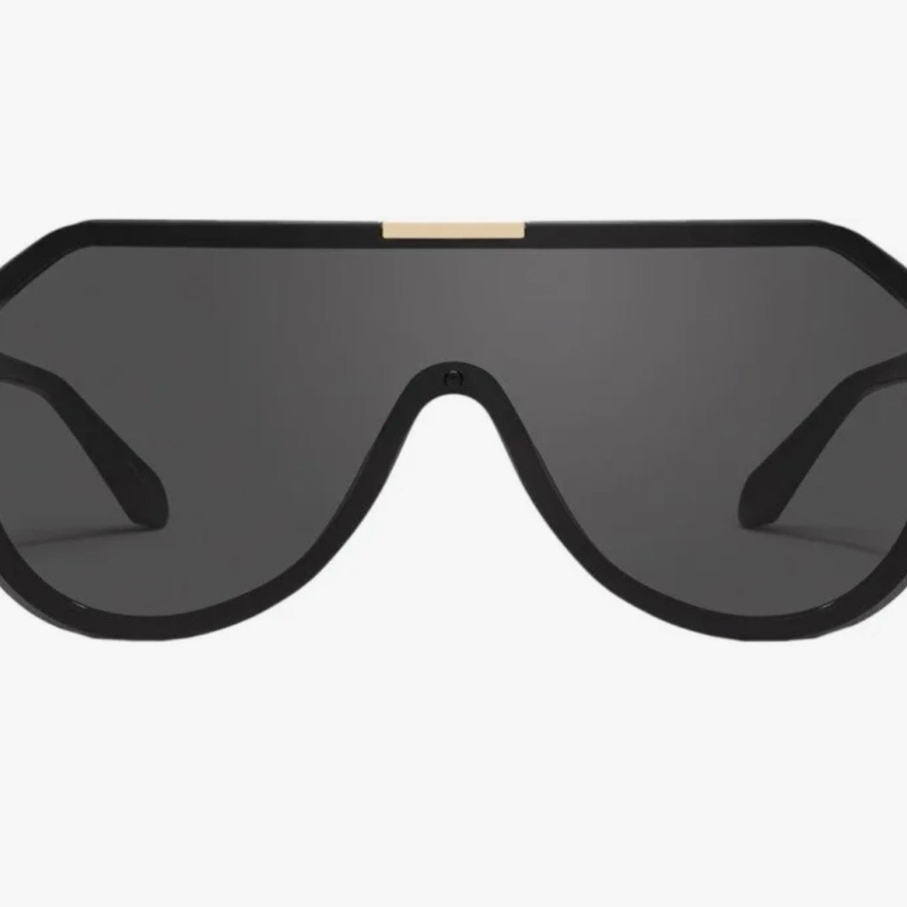 Quay Australia ShowBiz Black and Gold Shield Sunglasses - Picture 2 of 10